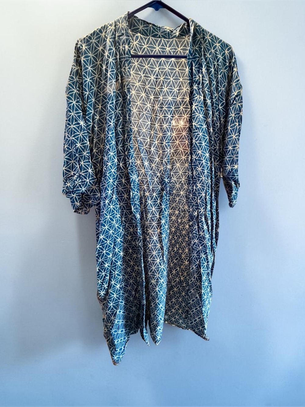 Boho Blue Geometric Print Kimono